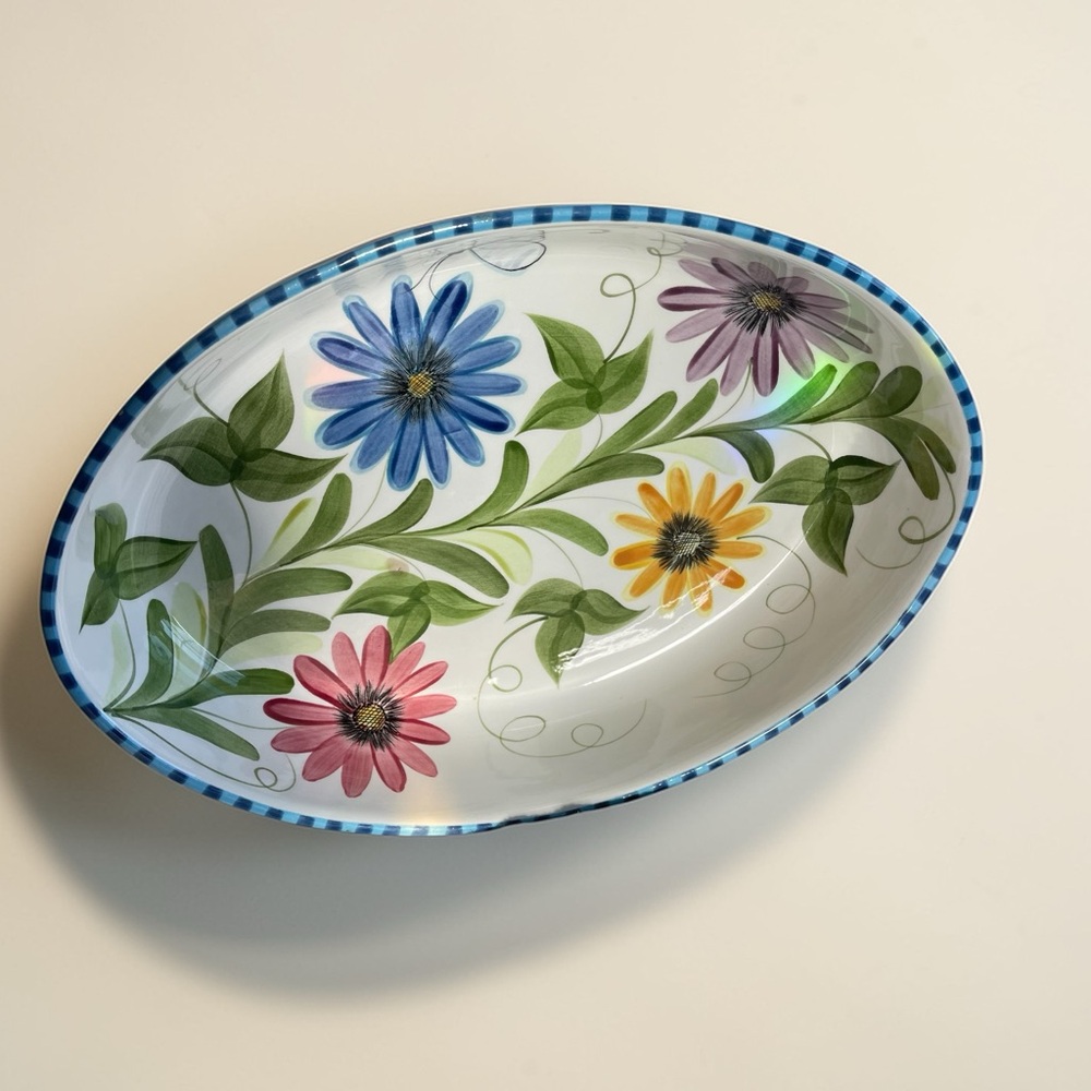 Laurie Gates 2000 Floral Oval Serving Platter - Multicolor Flowers - Picture 11 of 12